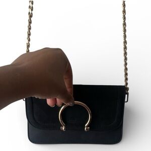 Topshop Black Crossbody Bag with Gold Accents